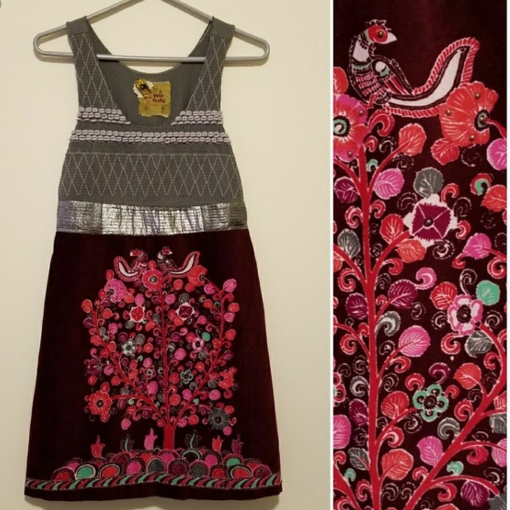 Free People grey & maroon Tree mini dress